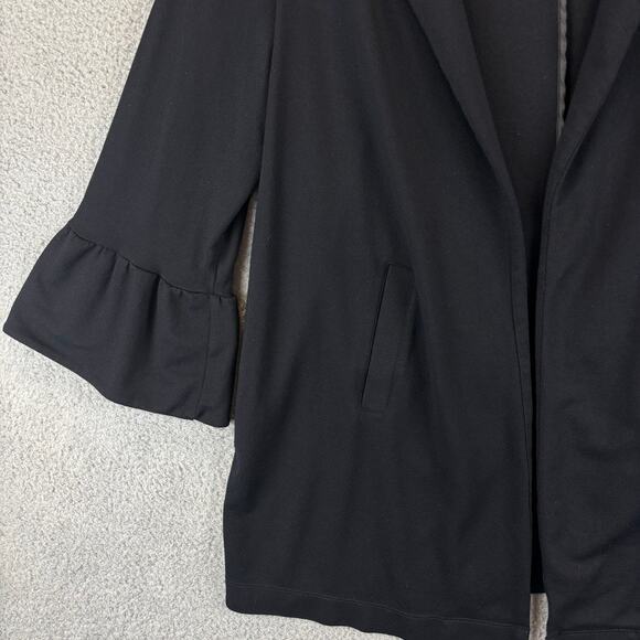 Lane Bryant Jacket Womens 18 20 Black Open Front Ruffle Sleeve Stretch Business - Picture 3 of 11